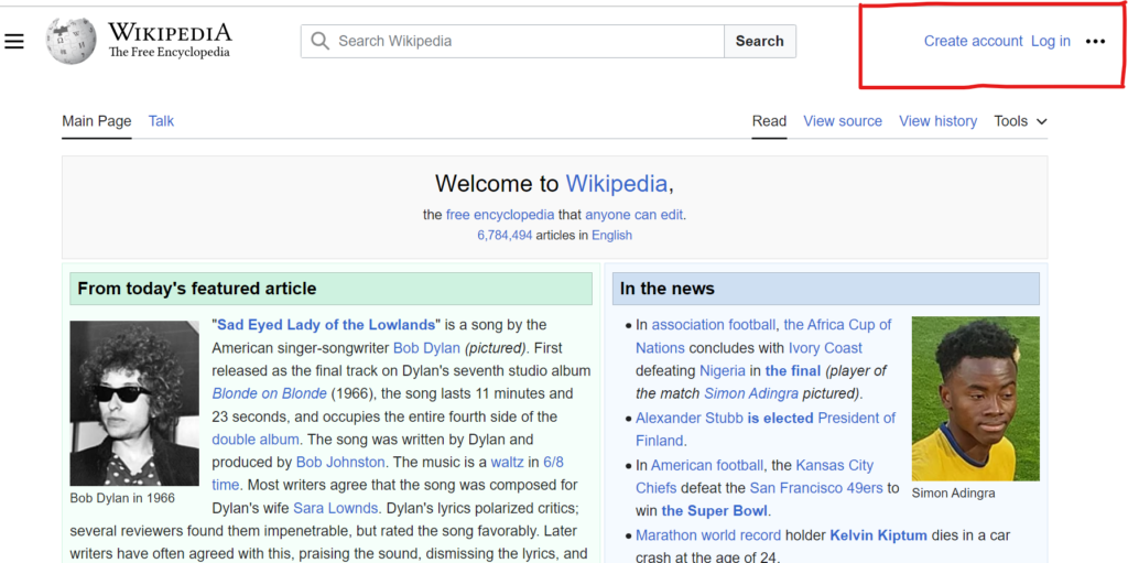 Wikipedia account creation